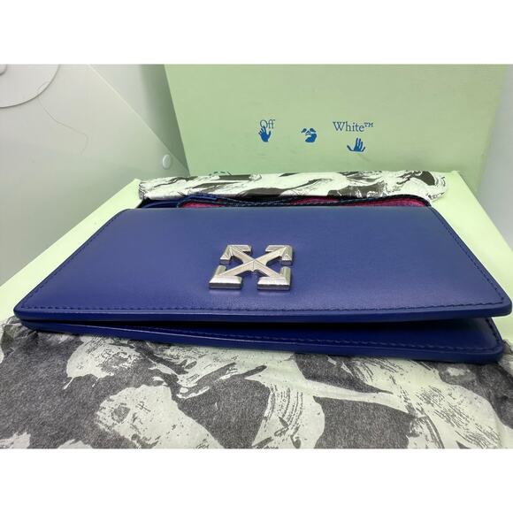 RARE Off-White Leather Jitney 0.5 Flag Bag Blue New without Tags - Picture 14 of 15